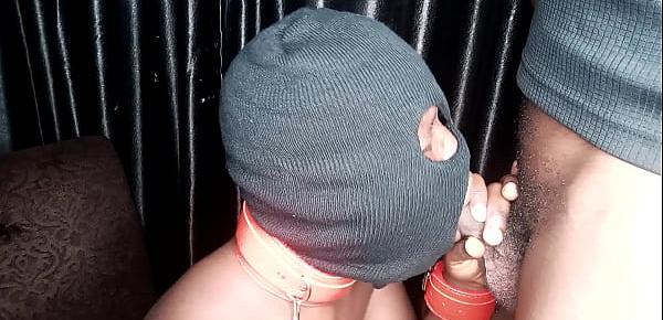 Gagging on my long black dick